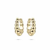 Sterling Silver Yellow Gold Plated Beaded Hoop Earrings