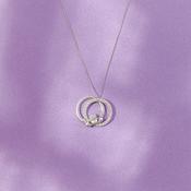 Sterling Silver Claddagh Double CZ Circle Necklace