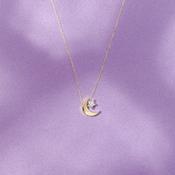 9ct Yellow &amp; White Gold Moon &amp; Star Necklace