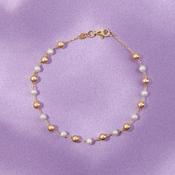 9ct Yellow Gold Ball &amp; Pearl Bracelet image