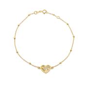 9ct Yellow Gold Adjustable Rainbow Heart Bracelet image