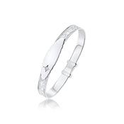 Sterling Silver Claddagh 5mm Beaded Edge ID Plate &amp; CZ Baby Bangle image