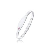 Sterling Silver 4mm Beaded Edge ID Plate &amp; Pink CZ Baby Bangle image