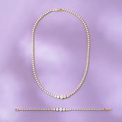 D.LOUISE Yellow Gold Plate CZ Luxe Graduated Tennis Necklace