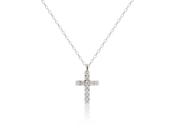 9ct White Gold Diamond Cross Pendant Necklace, 0.06ct image