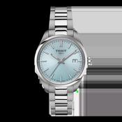 Tissot 34mm Silver PR100, Ice Blue &amp; Date Dial, Ladies Bracelet Watch