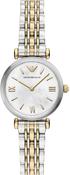Emporio Armani 28mm Gianni T-Bar Two Tone Mother of Pearl Dial Link Watch image