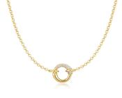 Ania Haie Yellow Gold Plate CZ Half Pavé &amp; Polish Hoop Necklace image