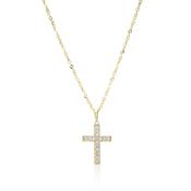 9ct Yellow Gold Diamond Cross Pendant Necklace, 0.11ct image
