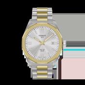 Tissot 39mm PRC 100 Solar, Yellow Gold PVD &amp; Silver with Date Dial, Bracelet Watch image