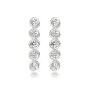 Sterling Silver 3mm Round Bezel Set CZ Drop Earrings image