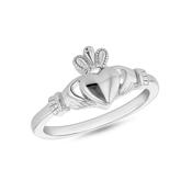 Sterling Silver Rhodium Plated 9.5mm Small Claddagh Ring image