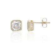 9ct Yellow Gold 7mm Cushion Cut CZ Stud Earrings image