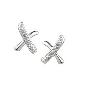 9ct White Gold Diamond Set Kiss Studs, 0.03ct