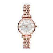 Emporio Armani 32mm Gianni T-Bar Rose Tone CZ Link Watch