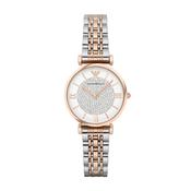 Emporio Armani 32mm Gianni T-Bar Rose &amp; Silver CZ Link Watch