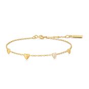 Ania Haie Yellow Gold Plate CZ Pavé Puffed Heart Station Bracelet image