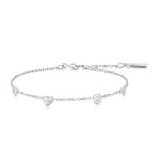 Ania Haie Rhodium Plate Silver CZ Pavé Puffed Heart Station Bracelet image