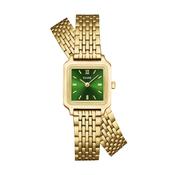 Cluse 21mm Gracieuse Mini Green Dial Double Loop Gold Toned Steel Link Watch
