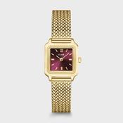 Cluse 21mm Gracieuse Mini Dark Cherry Dial Yellow Gold Mesh Bracelet Watch image