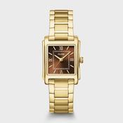 Cluse 22mm Anglée Brown Dial Yellow Gold Tone Watch image