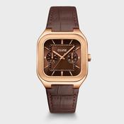 Cluse 35mm Quadrus Multifunction Rose Gold &amp; Brown Leather Strap Watch image