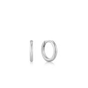 Ania Haie Rhodium Plated Silver Smooth Mini Huggie Hoop Earrings image