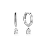 Ania Haie Silver Drop CZ Solitaire Huggies