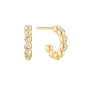 Ania Haie Gold Plated CZ Bezel Beaded Huggie Hoop Earrings