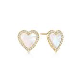 Ania Haie Gold Plate Mother of Pearl Halo Heart Stud Earrings