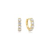 Ania Haie Gold Plate CZ 5 Stone Huggie Hoop Earrings image