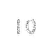 Ania Haie Sterling Silver Sparkle CZ Twisted Huggie Hoop Earrings image