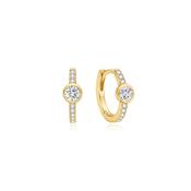 Ania Haie Gold Plate CZ Pavé Row &amp; Bezel Set Huggie Hoop Earrings image