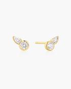 Ania Haie Gold Plated CZ Round Bezel Set Teardrop Stud Earrings image
