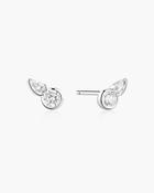 Ania Haie Silver CZ Round Bezel Set Teardrop Stud Earrings image