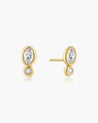 Ania Haie Gold Plated CZ Bezel Organic Pebble &amp; Round Stud Earrings image