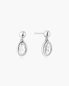 Ania Haie Silver CZ Bezel Organic Pebble Dangle Stud Earrings image