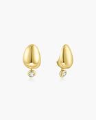 Ania Haie Gold Plate CZ Organic Dome Pebble with Bezel Dangle Stud Earrings image