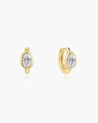 Ania Haie Yellow Gold Plated Bezel Set Pebble Huggie Hoop Earrings image