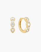 Ania Haie Yellow Gold Plated CZ Alternating Half-Bezel Huggie Hoop Earrings image
