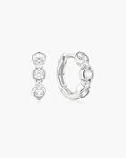 Ania Haie Silver CZ Alternating Half-Bezel Huggie Hoop Earrings image