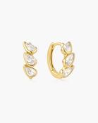 Ania Haie Yellow Gold Plated CZ Triple Half-Bezel Teardrop Huggie Hoop Earrings image