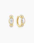 Ania Haie Yellow Gold Plated CZ Bezel Organic Pebble &amp; Round Huggie Hoop Earrings image