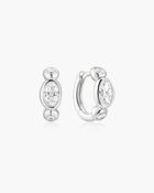 Ania Haie Silver CZ Bezel Organic Pebble &amp; Round Huggie Hoop Earrings image
