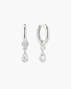 Ania Haie Sterling Silver Drop Bezel Teardrop Huggie Hoop Earrings image
