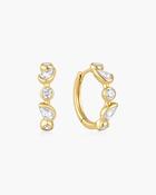 Ania Haie Yellow Gold Plated CZ Bezel Round &amp; Teardrop Huggie Hoop Earrings image