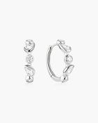 Ania Haie Silver CZ Bezel Round &amp; Teardrop Huggie Hoop Earrings image