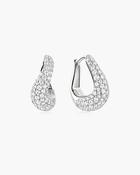Ania Haie Rhodium Plated Silver CZ Pavé Wave Huggie Hoop Earrings image