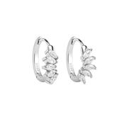 Sterling Silver CZ Marquise Cluster Hoop Earrings image
