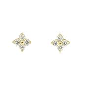 9ct Yellow Gold 4 Stone CZ Flower Stud Earrings image